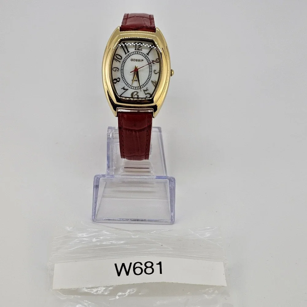 Gossip Women's Watch 31MM White Dial Red Leather Band‎ Straps New Battery
